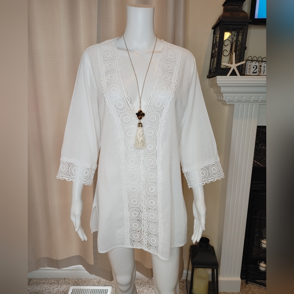 LA BLANCA Coverup, White L - Picture 3 of 14